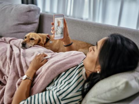 Telehealth patient with dog