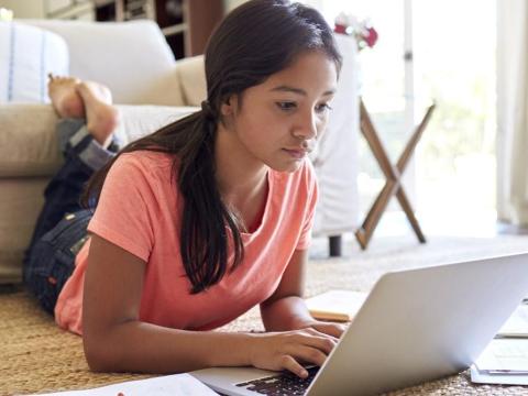 Homework on laptop