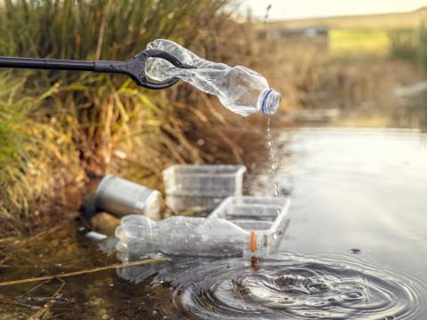 Plastic in river water
