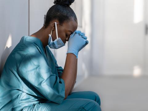 Tired healthcare worker