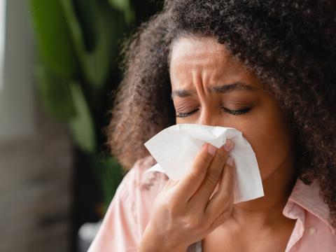 woman sneezing 