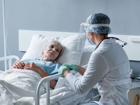 senior woman hospitalized