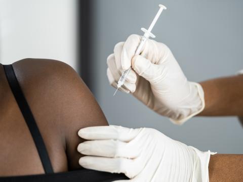 young woman vaccinated