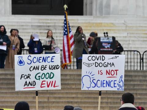 Anti-science signs at DC anti-mandate rally