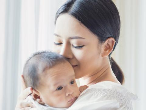 Asian mom and baby