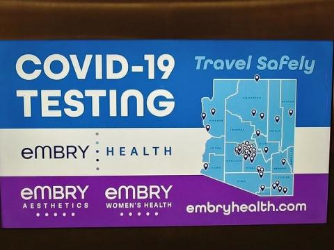 Arizona COVID testing sign