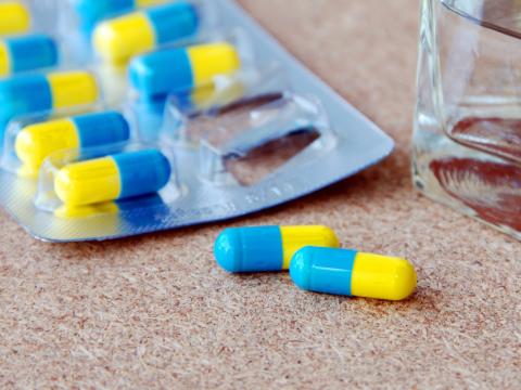 Blue and yellow capsules