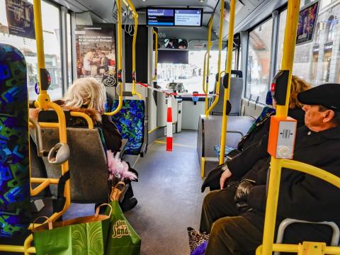 Passengers on bus in Stockholm