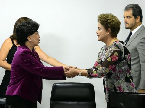 WHO's Margaret Chan and Brazil president Dilma Rousseff