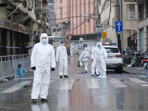 COVID response team on China street