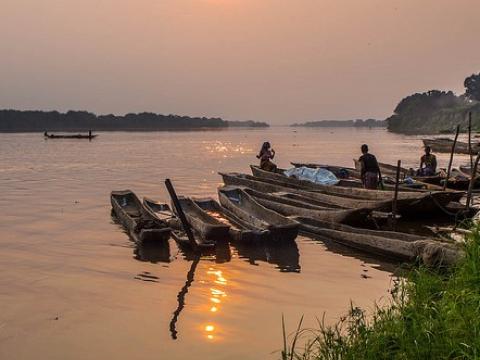 Congo River at sunset