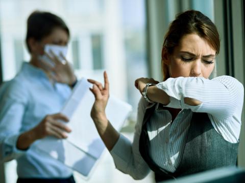 Coughing office worker