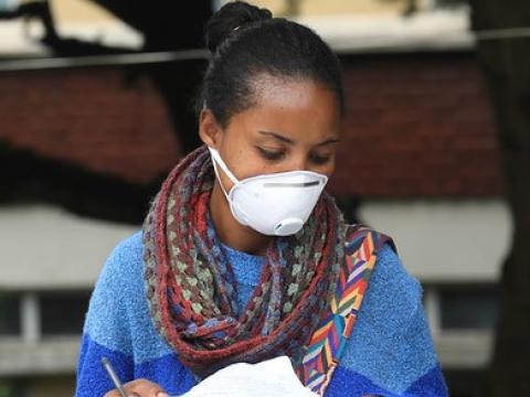 Social worker helping with COVID-19 relief efforts