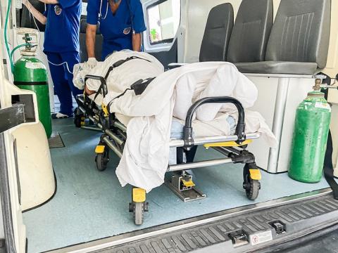 COVID-19 patient on ambulance in Brazil