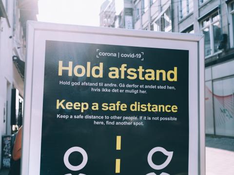COVID-19 distancing sign in Denmark