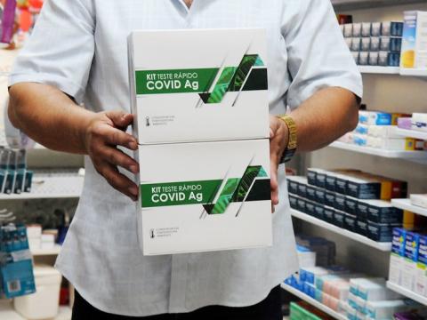 Boxes of COVID test kits