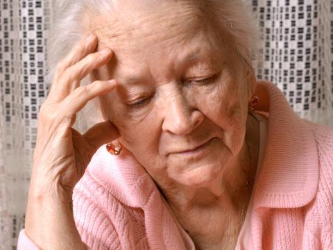 Depressed elderly woman