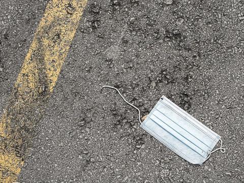 Discarded medical mask
