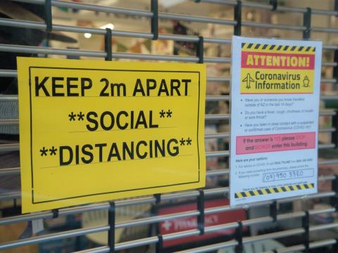 Social distancing sign in New Zealand