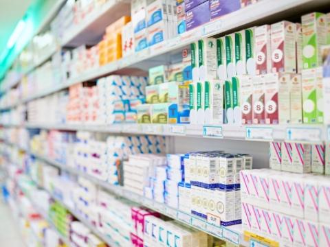 Drugs on shelves