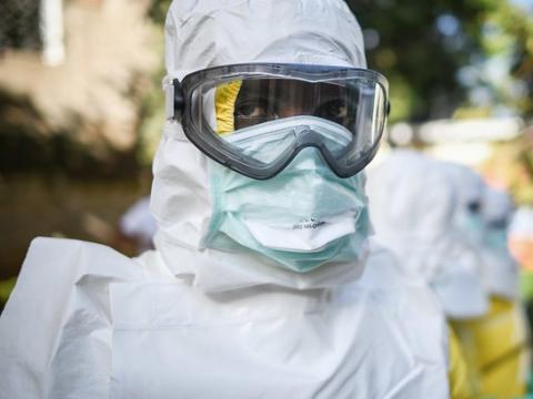 Ebola volunteer wearing PPE