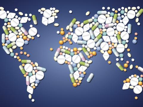 Global map made of pills
