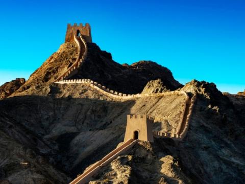 Great Wall of China in Gansu province