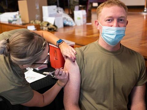 Guardsman getting vaccinated