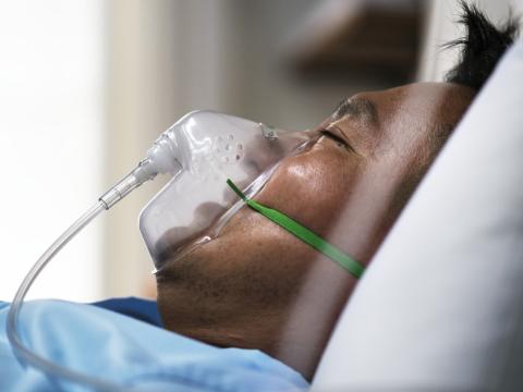 Hospital patient on oxygen