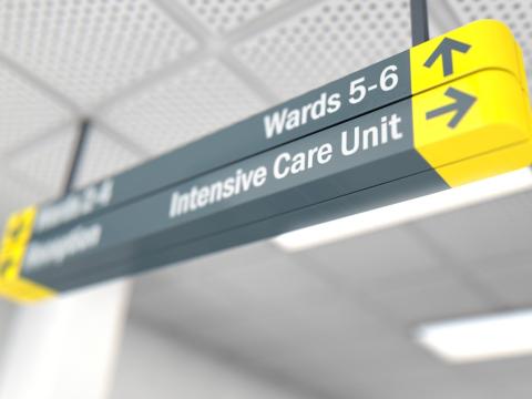 ICU sign in hospital