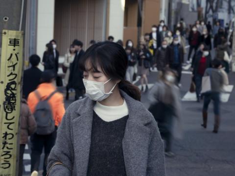 People wearing masks outside in Japan