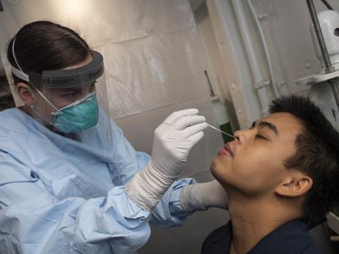 Man getting nasal swab