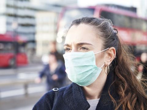 Woman wearing mask in London