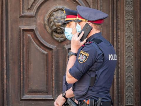 Masked Austrian policemen