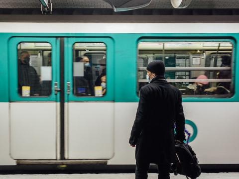 Masked subway riders