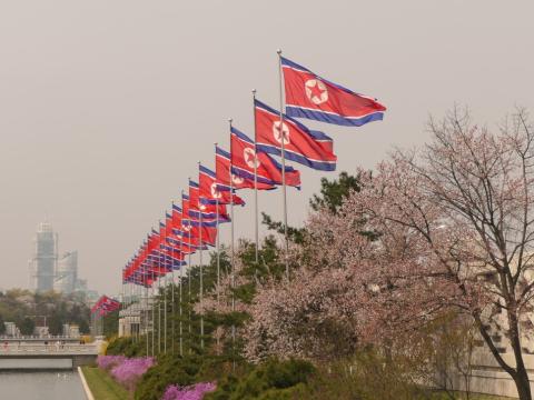 North Korean flags in Pyongyang