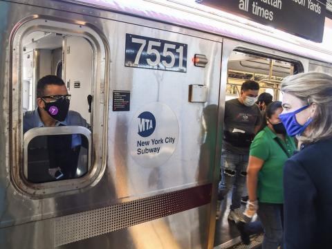 New York City subway train during COVID-19