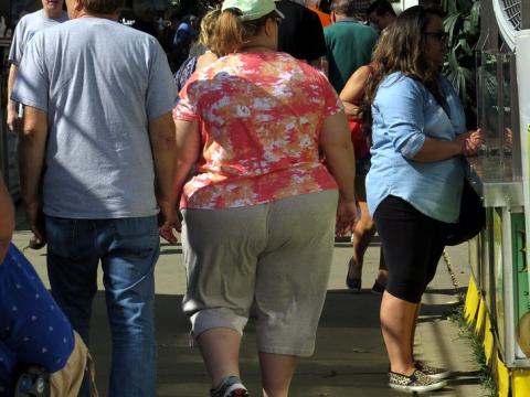 Overweight people in a crowd