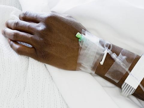 Patient's arm with IV port