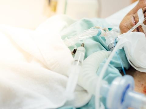 Hospital patient on ventilator