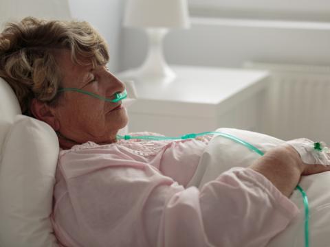 Patient on oxygen
