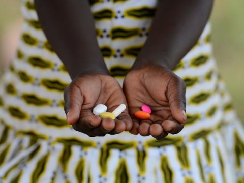 Pills on hands