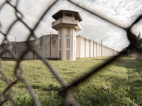 Prison as viewed through fence