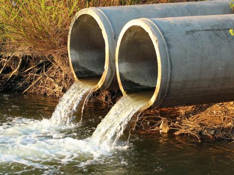 Sewage discharging into river