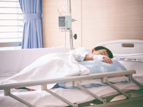 Sick boy in hospital