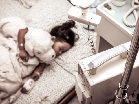 Sick girl in hospital