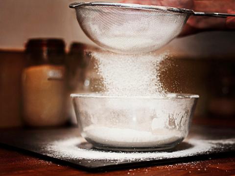 Sifting flour