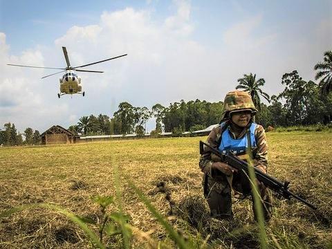 UN troop and helicopter DR Congo