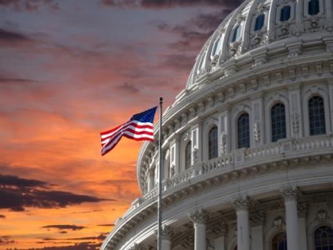 US Capitol and flag