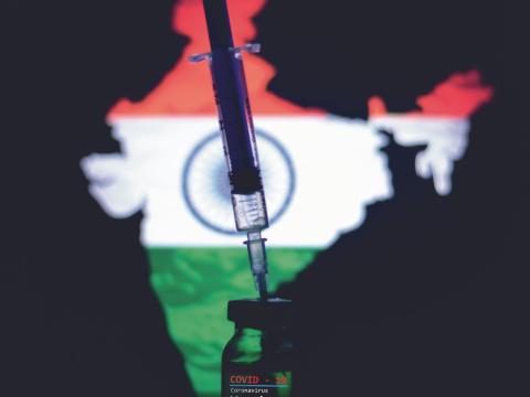 Vaccine syringe India map